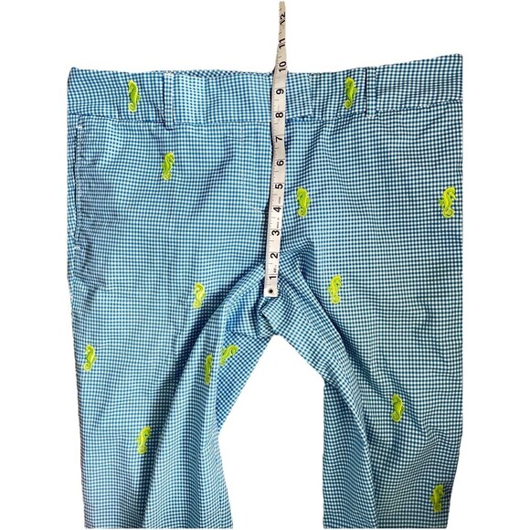 J. Crew Gingham Pants Embroidered Seahorse Women Size 10 Coastal Preppy Nautical - Picture 9 of 9